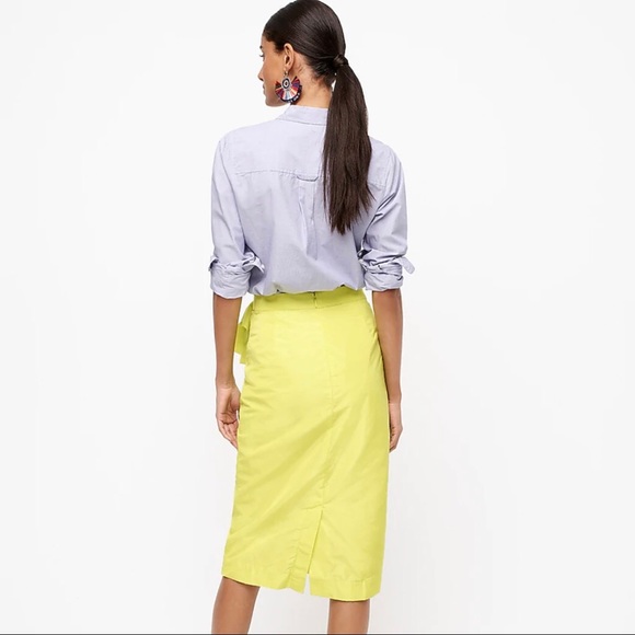 J. Crew 10 NWT Taffeta Rosette Pencil Skirt Lime - Picture 6 of 10